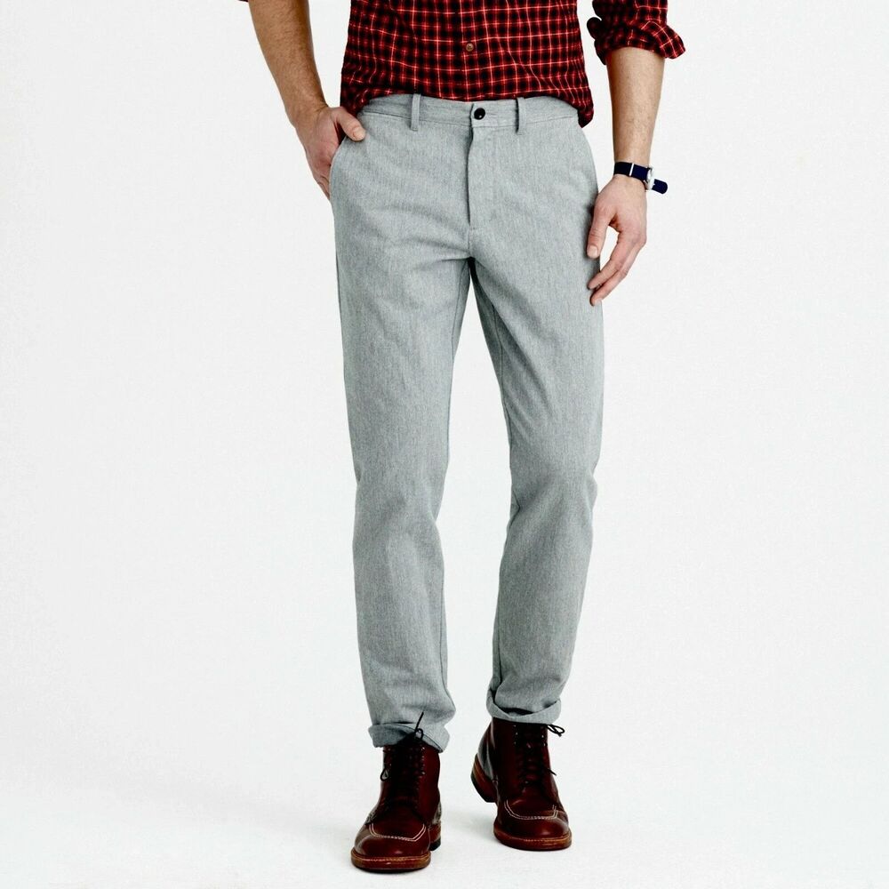 J Crew 770 Pants Mens 34x34 Gray 100% Brushed Cotton Melange Twill